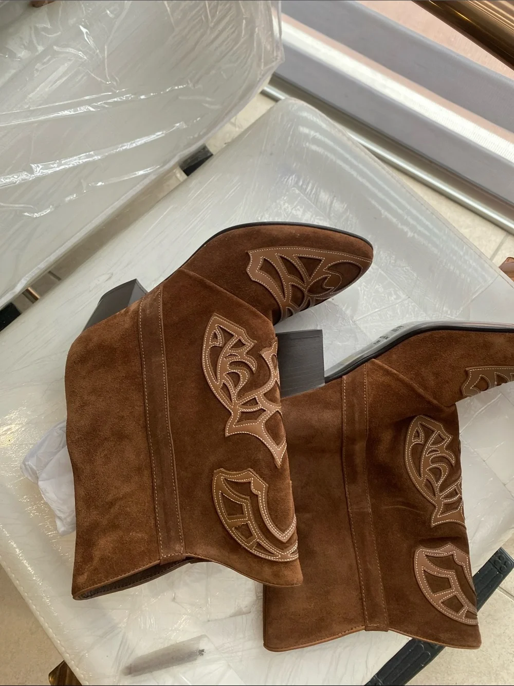 SUNDANCE Italian SUEDE Leather BOOTS Hippie BOHO COWGIRL Brown